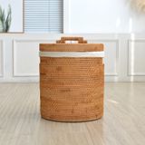 Sọt mây đan thủ công Việt Nam BAMBOO HOME có tay cầm đựng quần áo, đồ chơi, decor sử dụng ở phòng khách, phòng ngủ