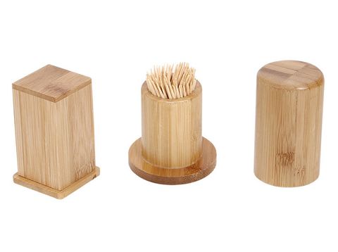 Lọ đựng tăm nhiều hình dáng vuông tròn BAMBOO HOME trang trí decor