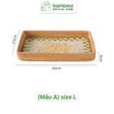 Khay Mây Khảm Trai Cao Cấp BAMBOO HOME Để Trái Cây Đồ Trang Sức Phong Cách Bắc Âu Để Trong Phòng Ngủ Phòng Khách Đa Năng