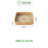 Khay Mây Khảm Trai Cao Cấp BAMBOO HOME Để Trái Cây Đồ Trang Sức Phong Cách Bắc Âu Để Trong Phòng Ngủ Phòng Khách Đa Năng