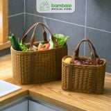 Túi Đựng Đồ Hoa Quả Đi Chợ, Đi Biển, Dã Ngoại BAMBOOO ECO Giỏ Có Quai Xách Chịu Lực - Chịu Nước