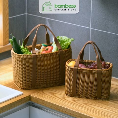 Túi Đựng Đồ Hoa Quả Đi Chợ, Đi Biển, Dã Ngoại BAMBOOO ECO Giỏ Có Quai Xách Chịu Lực - Chịu Nước