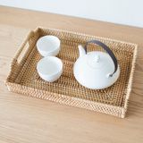 Khay đựng đồ ăn mây tre đan BAMBOO HOME để ấm trà, đồ trang điểm, bánh kẹo hoa quả phong cách Nhật Bản thân thiện MT