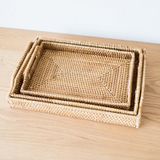 Khay đựng đồ ăn mây tre đan BAMBOO HOME để ấm trà, đồ trang điểm, bánh kẹo hoa quả phong cách Nhật Bản thân thiện MT