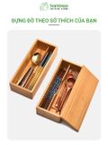 Hộp Đựng Đũa Kiểu Nhật Bản BAMBOO HOME Có Nắp Đậy Dùng Trong Nhà Hàng Khách Sạn Gia Đình Chia Ngăn Bằng Gỗ Tre Cao Cấp