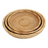 Khay mây tròn đan tay Việt Nam BAMBOO HOME đựng hoa quả, đồ khô, bánh kẹo dùng trong nhà hàng khách sạn phòng ăn TTMT