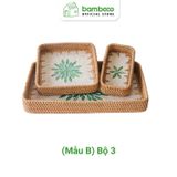 Khay Mây Khảm Trai Cao Cấp BAMBOO HOME Để Trái Cây Đồ Trang Sức Phong Cách Bắc Âu Để Trong Phòng Ngủ Phòng Khách Đa Năng