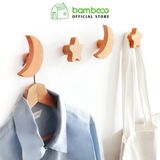 Móc gỗ sồi treo tường BAMBOO HOME núm gắn tường các loại đồ gia dụng tiện ích decor trang trí nhà cửa phong cách Nhật