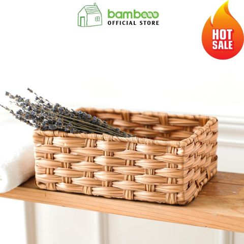 Giỏ đựng đồ đa năng BAMBOO HOME hình chữ nhật, để đồ phòng khách, phòng ngủ, decor trang trí nhà cửa