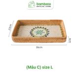 Khay Mây Khảm Trai Cao Cấp BAMBOO HOME Để Trái Cây Đồ Trang Sức Phong Cách Bắc Âu Để Trong Phòng Ngủ Phòng Khách Đa Năng