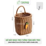 Giỏ mây nhựa treo tường decor BAMBOOO ECO rổ đa năng đựng để đồ khô trang trí không gian bếp