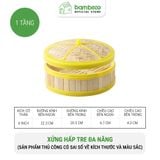 Xửng hấp tre đa năng BAMBOOO ECO lồng hấp bánh bao, dimsum có nắp, dùng trong nhà hàng, khách sạn