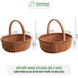 Giỏ picnic 2024 đựng đồ BAMBOOO ECO đựng hoa quả trái cây bánh kẹo , có quai xách , đan tay thủ công