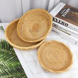 Khay mây tròn đan tay Việt Nam BAMBOO HOME đựng hoa quả, đồ khô, bánh kẹo dùng trong nhà hàng khách sạn phòng ăn TTMT