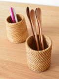 Đựng bút để bàn mây tre đan Việt Nam BAMBOO HOME đựng đũa thìa các vật dụng nhỏ để trên bàn làm việc tủ trên nhà bếp