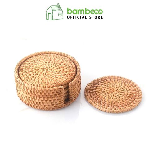 Tấm lót cốc mây tre đan BAMBOO HOME miếng lót cốc uống trà , phụ kiện decor chụp ảnh , phụ kiện bàn ăn trong nhà