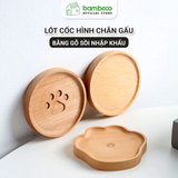 Lót ly gỗ sồi BAMBOOO ECO miếng đỡ cốc uống trà dùng trong nhà hàng , khách sạn , gia đình