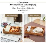 Khay đựng đồ ăn mây tre đan BAMBOO HOME để ấm trà, đồ trang điểm, bánh kẹo hoa quả phong cách Nhật Bản thân thiện MT