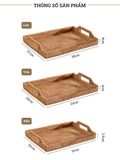 Khay đựng đồ ăn mây tre đan BAMBOO HOME để ấm trà, đồ trang điểm, bánh kẹo hoa quả phong cách Nhật Bản thân thiện MT