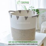 Giỏ đựng quần áo bẩn Cotton BAMBOOO ECO đựng đa năng, đồ chơi có thể gấp gọn phong cách Hàn Quốc