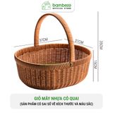 Giỏ picnic 2024 đựng đồ BAMBOOO ECO đựng hoa quả trái cây bánh kẹo , có quai xách , đan tay thủ công