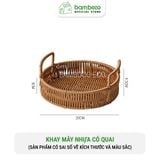 Khay Nhựa Tròn Đựng Đồ Có Quai Xách BAMBOOO ECO Đan Thủ Công Bằng Tay - Chất Liệu Giả Mây