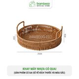 Khay Nhựa Tròn Đựng Đồ Có Quai Xách BAMBOOO ECO Đan Thủ Công Bằng Tay - Chất Liệu Giả Mây