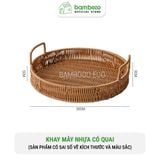Khay Nhựa Tròn Đựng Đồ Có Quai Xách BAMBOOO ECO Đan Thủ Công Bằng Tay - Chất Liệu Giả Mây