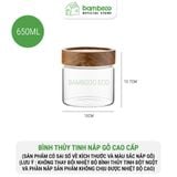Hũ Thuỷ Tinh Chịu Nhiệt 400°C BAMBOOO ECO Chất Liệu thủy tinh Borosilicate và nắp gỗ keo VSATTP