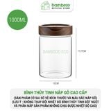 Hũ Thuỷ Tinh Chịu Nhiệt 400°C BAMBOOO ECO Chất Liệu thủy tinh Borosilicate và nắp gỗ keo VSATTP