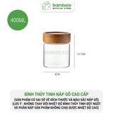Hũ Thuỷ Tinh Chịu Nhiệt 400°C BAMBOOO ECO Chất Liệu thủy tinh Borosilicate và nắp gỗ keo VSATTP