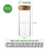 Hũ Thuỷ Tinh Chịu Nhiệt 400°C BAMBOOO ECO Chất Liệu thủy tinh Borosilicate và nắp gỗ keo VSATTP