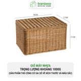Giỏ Nhựa Giả Mây Có Nắp BAMBOOO ECO Giúp Bảo Quản Đồ Dùng Gọn Gàng Chống Bụi Hiệu Quả