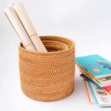 Giỏ đựng đồ hình trụ tròn mây tre đan BAMBOO HOME để báo , điều khiển , rượu , hoa khô , bánh kẹo , đồ chơi phòng khách