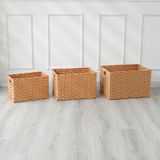 Giỏ đựng đồ đa năng BAMBOO HOME hình chữ nhật, có tay xách, để đồ phòng khách, phòng ngủ, decor trang trí nhà cửa