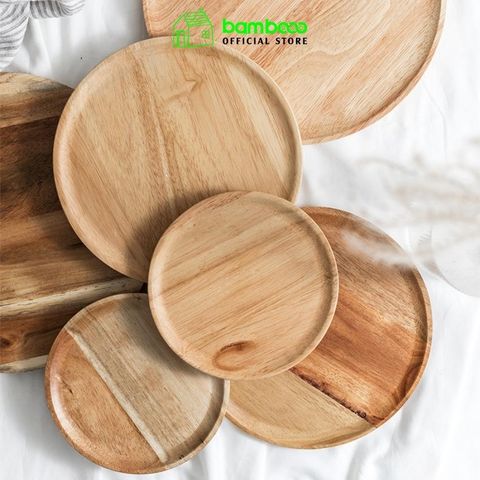 Khay gỗ tròn cao cấp BAMBOO HOME cách nhiệt chống dính trang trí decor