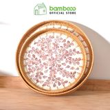 Khay khảm trai tinh xảo đan thủ công Việt Nam BAMBOO HOME mây tre mỹ nghệ truyền thống, độc đáo, hàng xuất khẩu Nhật Bản