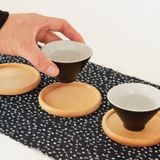 Lót ly gỗ sồi BAMBOOO ECO miếng đỡ cốc uống trà dùng trong nhà hàng , khách sạn , gia đình