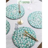 Tấm Lót Bàn Ăn Placemat khảm trai BAMBOOO ECO Sang Trọng Bắt Mắt Phong Cách Bắc Âu Dùng Trong Nhà Hàng Khách Sạn Cao Cấp