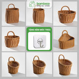 Giỏ mây nhựa treo tường decor BAMBOOO ECO rổ đa năng đựng để đồ khô trang trí không gian bếp