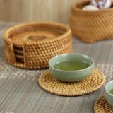 Bộ lót ly tròn guột - Lót ly mây tre - The bamboo