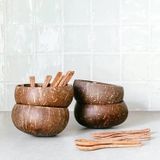 Bát Chén gáo Dừa BAMBOO HOME cao cấp dùng ăn Salad, hoa quả dầm, đựng sinh tố, kem, chè, papaya thân thiện môi trường