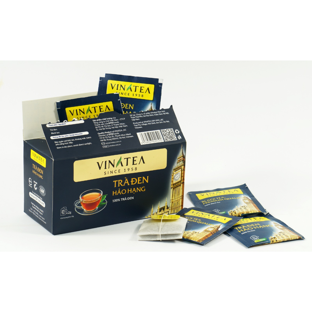 Trà Vinatea Đen Hảo Hạng Túi Lọc 50 g