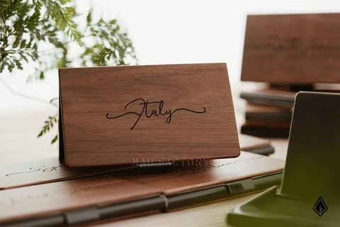 Hộp name card gỗ Walnut | Khắc tên các quốc gia