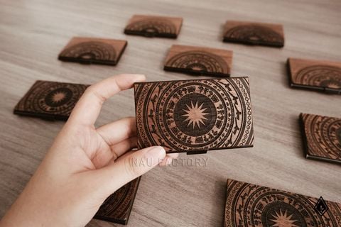 Hộp name card gỗ Walnut| Trống đồng Việt Nam