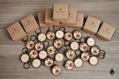 Móc khóa gỗ hình tròn | In 2 mặt theo yêu cầu