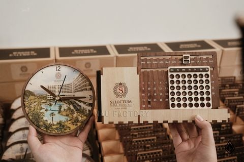 Set quà tặng gỗ để bàn | Tùy chỉnh logo thương hiệu