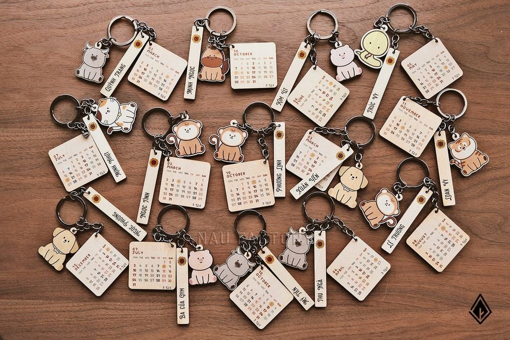 Móc khóa gỗ | Mix&match ngày, tên và con giáp
