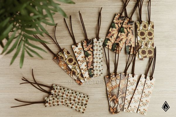 Bookmark gỗ hoa hướng dương | Hình in 2 mặt theo yêu cầu