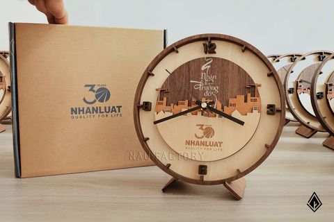 Đồng hồ để bàn 4 tầng gỗ | Toà nhà dán nổi 3D